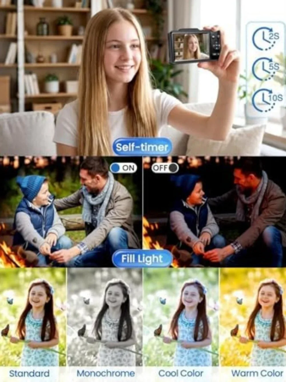 4K Digital Camera for Kids & Teens - 48MP, Autofocus, 16X Zoom, Anti-Shake